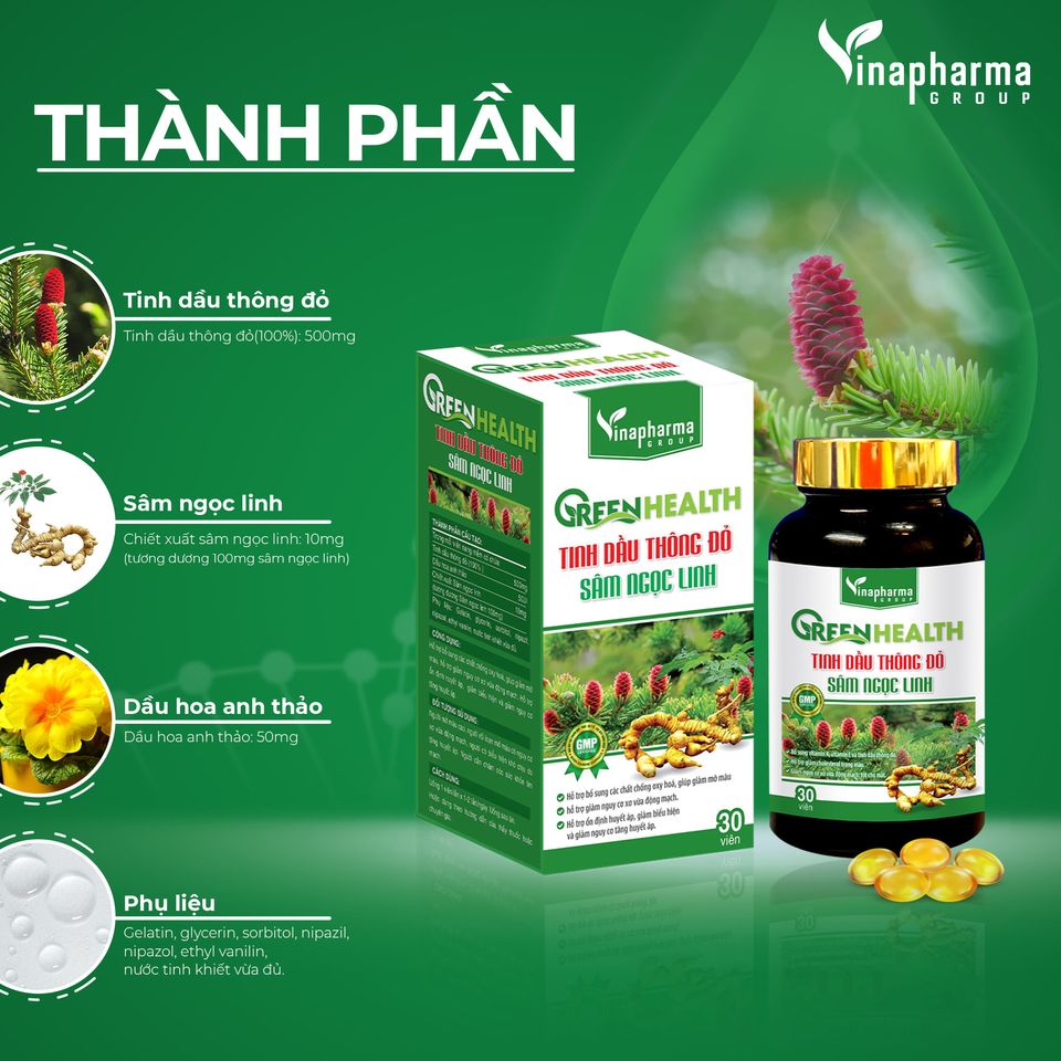 Tinh Dầu Thông Đỏ Sâm Ngọc Linh Green Health Với Những Ưu Điểm Về Thành Phần Và Được Sản Xuất Tại Nhà Máy Đạt Tiêu Chuẩn Gmp Đây Chính Là Sản Phẩm Sức Khỏe Cần Có Trong Mỗi Gia Đình.