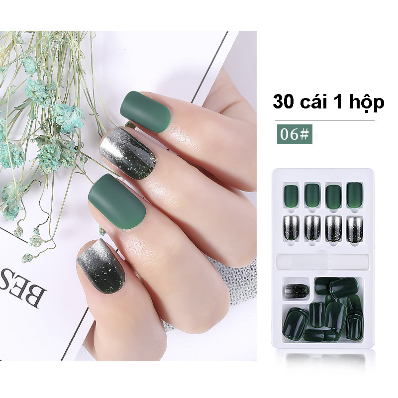 Hộp 30 Móng Giả Nail Giả Kèm Keo Khô Và Keo Nước Cây Dũa (30 - 06)