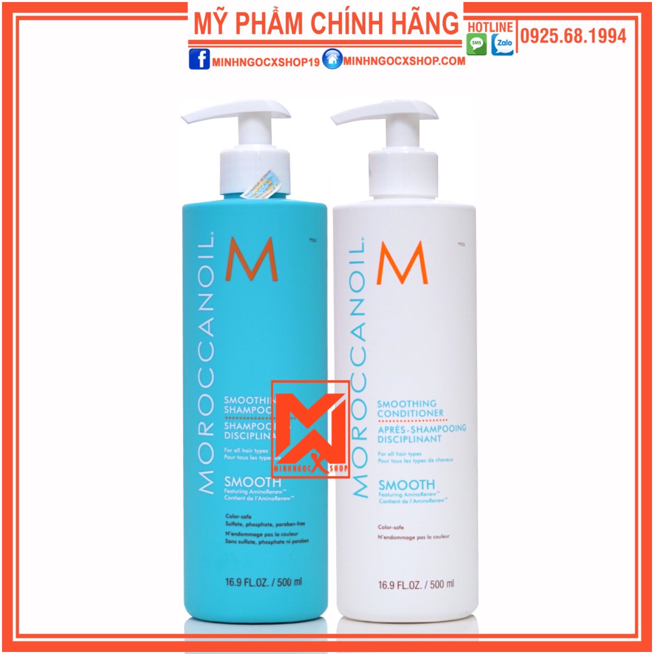 Dầu Gội Xả Siêu Mượt Moroccanoil Smooth 500Ml Chính Hãng