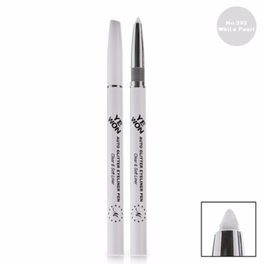 Chì Kẻ Mí Kim Tuyến Mira Glitter Auto Eyeliner Pen Hàn Quốc No.302 (Trắng) - Hàng Chính Hãng