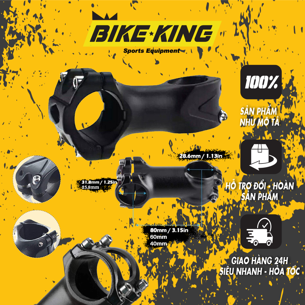 Pô Tăng Nhôm 4 Ốc Cho Xe Đạp Thể Thao - Đường Kính Gắn Ghi Đông 31.8mm & 25.4mm PT