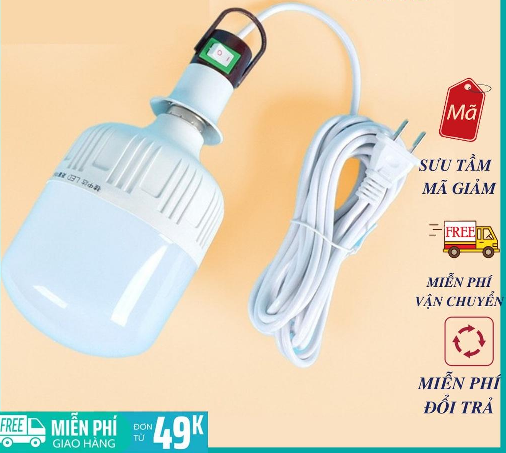 (HCM) Bóng đèn led 20W kèm đuôi đèn có công tắc và dây dài 2m siêu tiết kiệm điện an toàn cao cấp