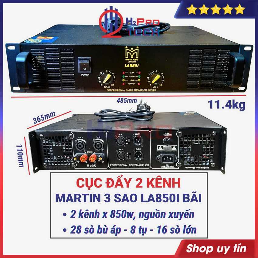 Cục Đẩy Công Suất 2 Kênh Martin La850I Hàng Bãi 2X850W, 28 Sò Bù Áp, 8 Tụ Lọc - 16 Sò Lớn, Nguồn Xuy