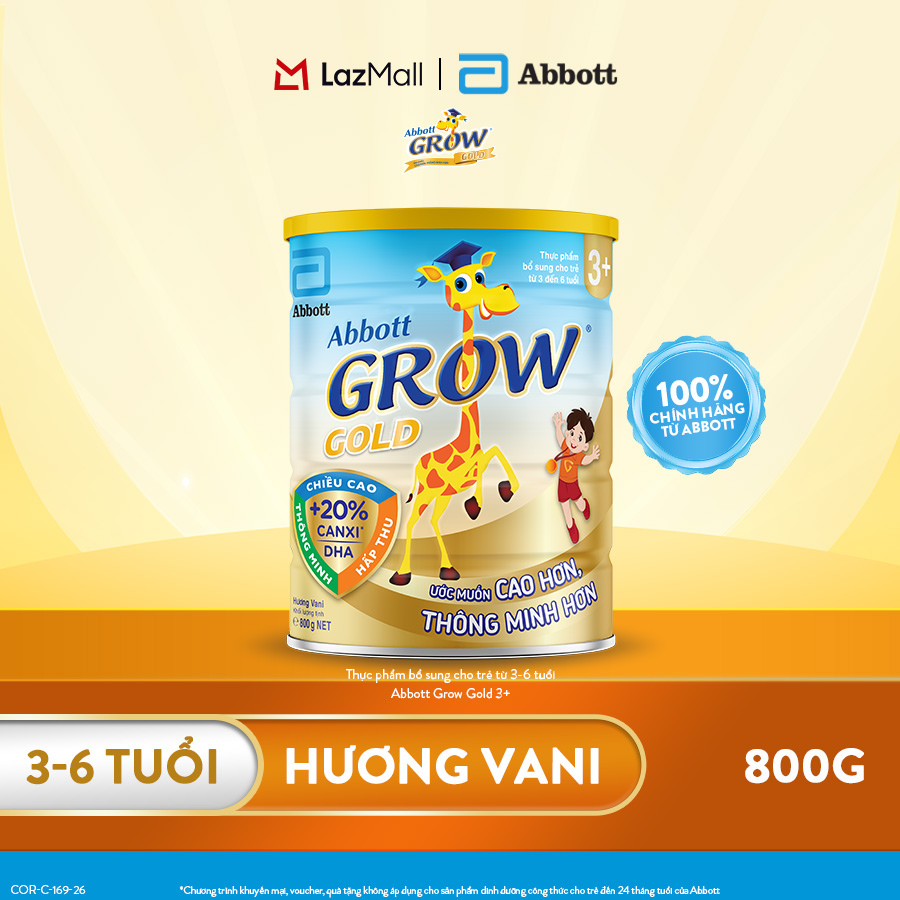 Lon sữa bột Abbott Grow Gold 3+ 800G