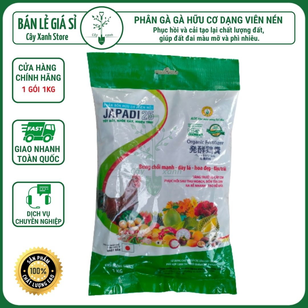 Phân Bón Hữu Cơ Phân Gà Viên Nở Nhật Bản Japadi 1KG | Cây Xanh Store Phân Phối Hạt Giống Rau Củ quả 