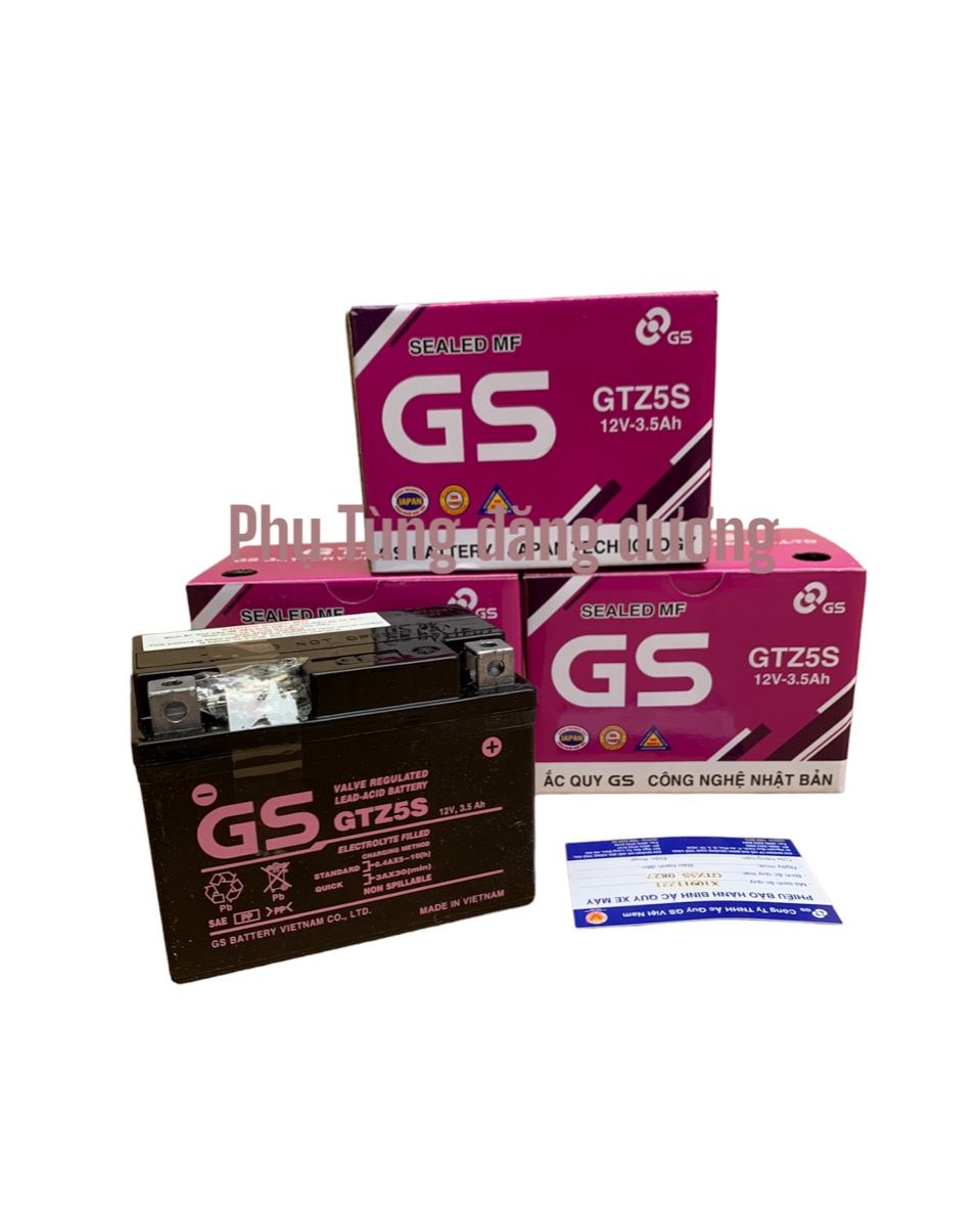 Bình Ắc Quy Khô GS GTZ5S ( 12V-3.5Ah ) cho xe máy rs, Yamaha, Suzuki, SYM,  wave 100 wave 110 ắc quy xe máy