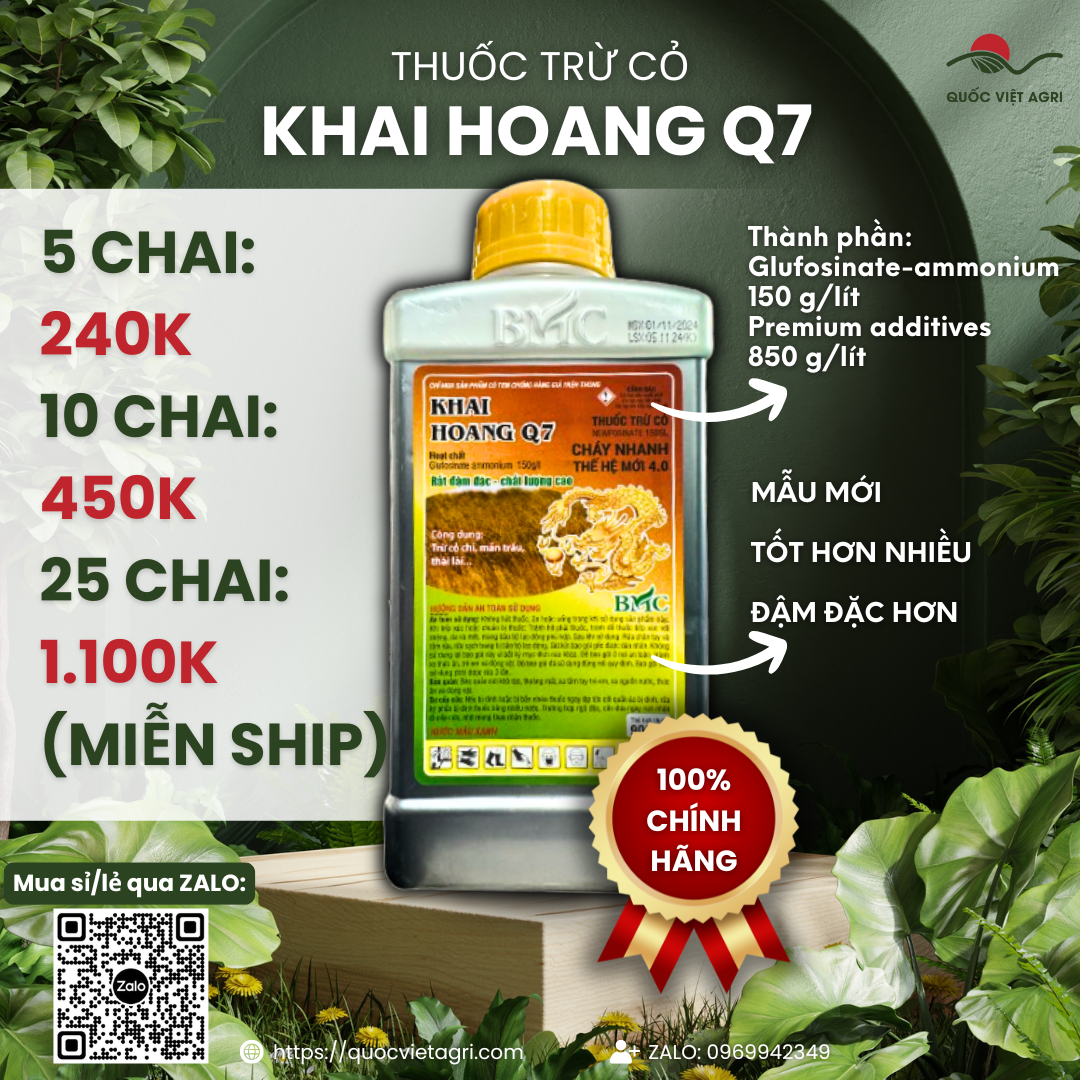 SALE Thuốc trừ cỏ KHAI HOANG Q7 150SL (chai 900ml) - DATE MỚI Glufosinate 150SL
