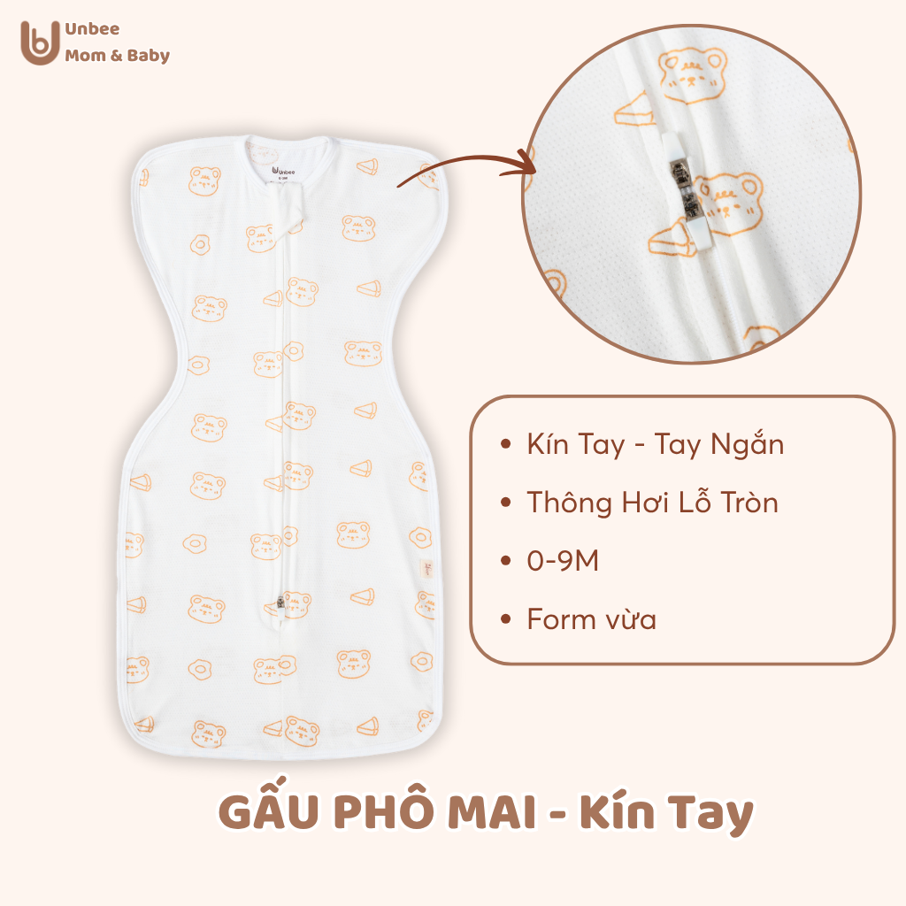 Nhộng Chũn Thông Hơi Cho Bé UNBEE Chất Tơ Tằm Thông Thoáng Co Giãn Tốt Size 0-9 Tháng