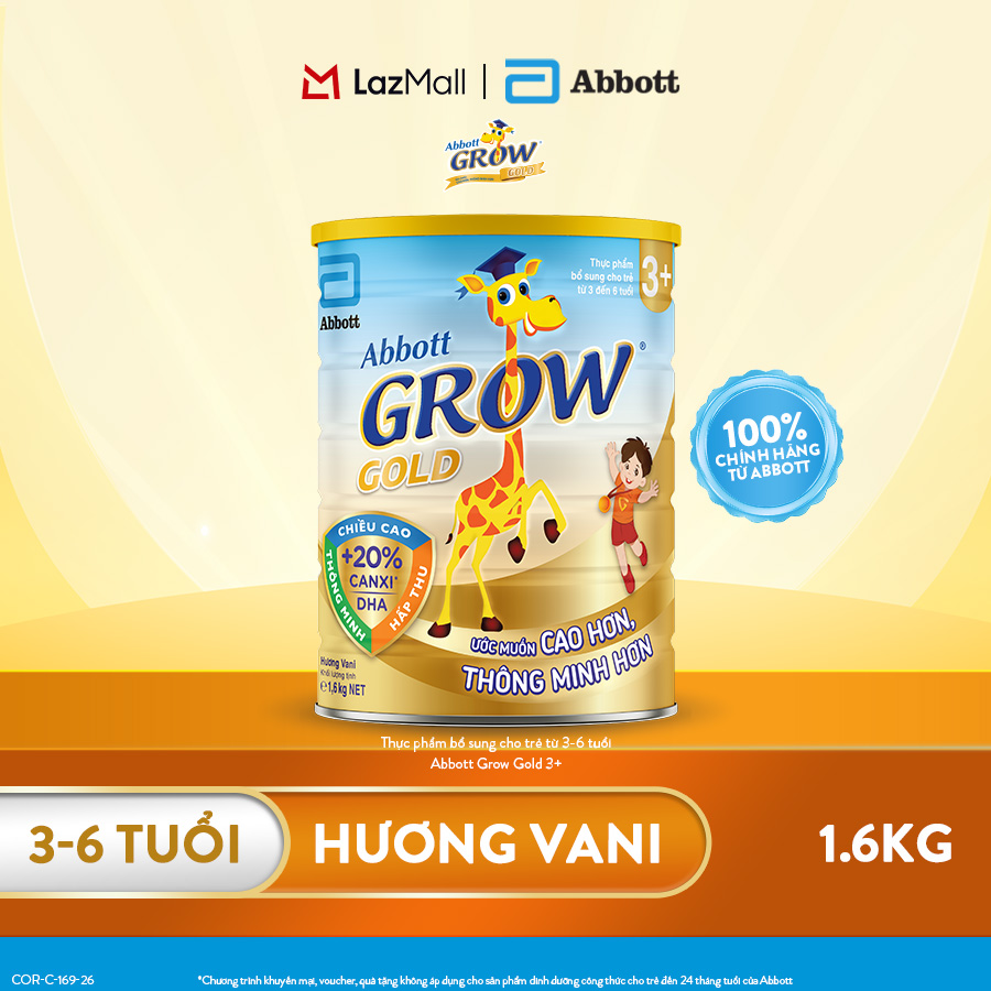 Sữa Bột Abbott Grow Gold 3+ Hương Vani 1.6kg