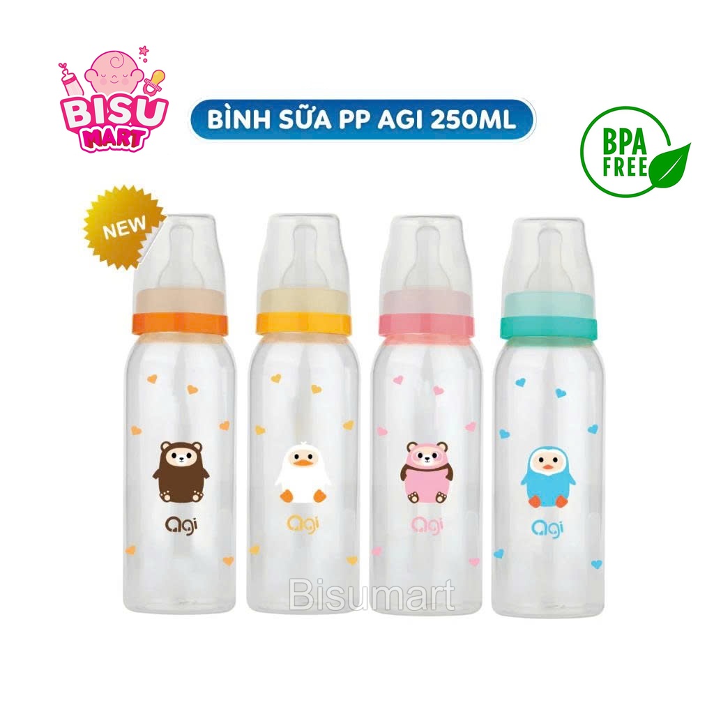 Bình Sữa cổ hẹp Agi PP 60ml - 140ml - 250ml