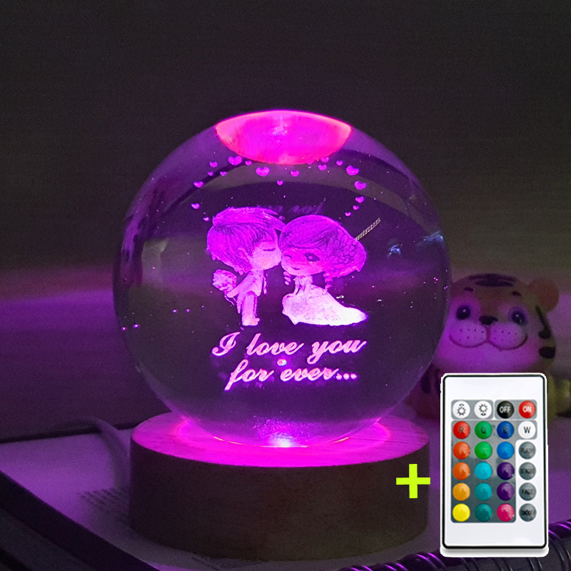 🎁 Quả cầu pha lê 3Dcó công tắc đèn bàn đèn ngủ LED RGB nhiều màu sắc cực đẹp cực lung linh