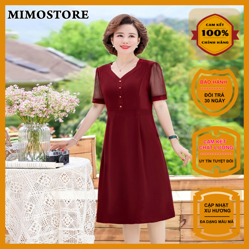 Đầm trung niên sang trọng  đầm trung niên 2021 cho mẹ  đầm dự tiệc trung niên chất liệu lụa voan mịn