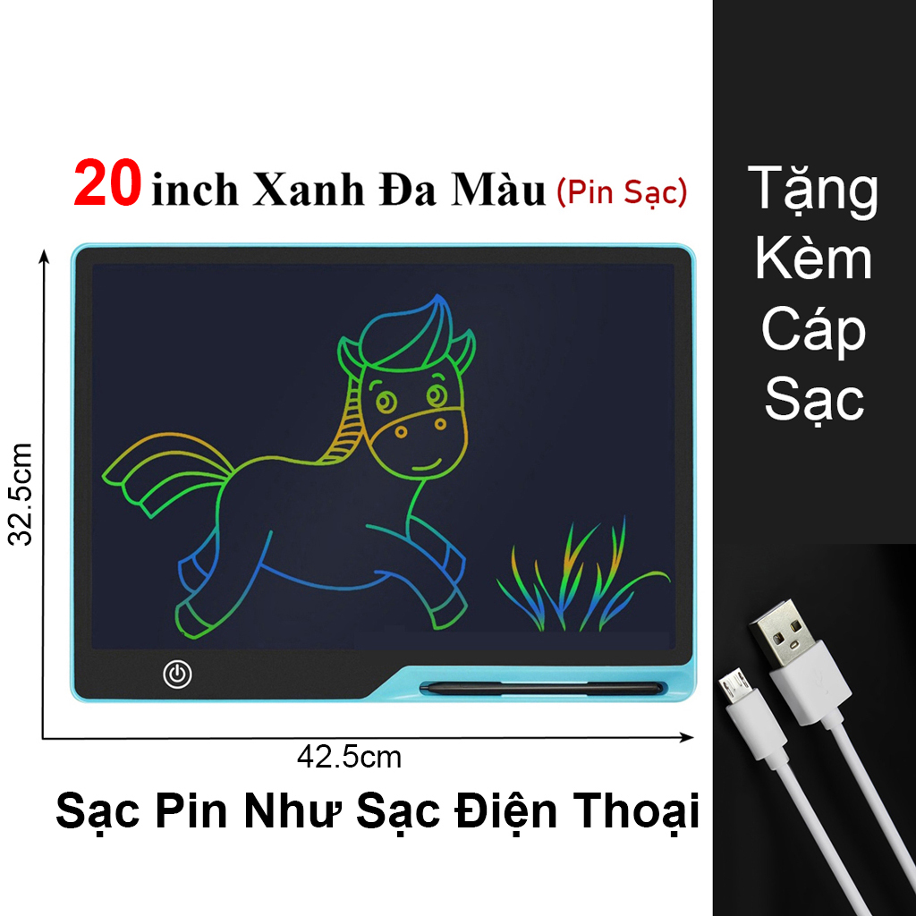 [20 Inch - Sạc Pin] Bảng Vẽ Điện Tử 13 Inch 16 inch 20 Inch Sạc Pin Bảng Viết Tự Xóa 20 Inch Đa Sắc Bảng Vẽ Tự Xóa 13 Inch 16 inch 20 Inch Sạc Pin Thế Hệ Mới - Dừa Shopkids