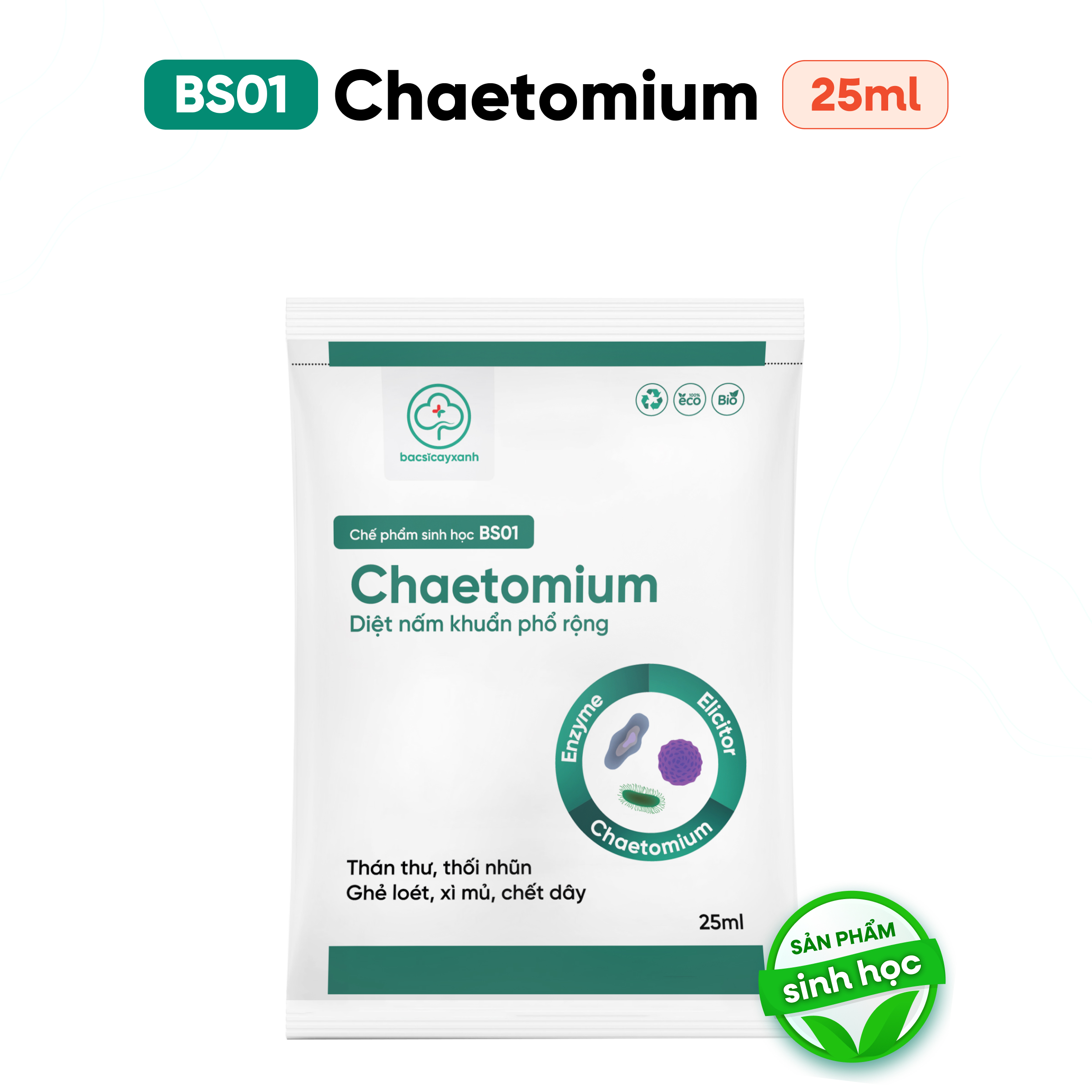 Chế Phẩm BS01 Chaetomium Trị Thán Thư Ghẻ Loét Xì Mủ 25ml 100ml 200ml - Bác Sĩ Cây Xanh