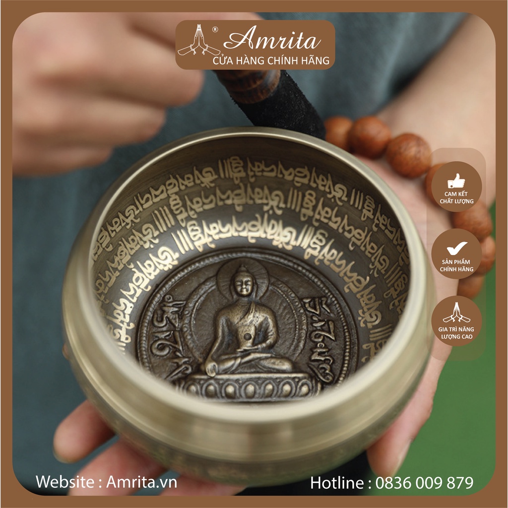 Chuông xoay hát Nepal thủ công handmade - Chuông xoay họa tiết 1 vị Phật - Chuông Tây Tạng-Chuông Xo