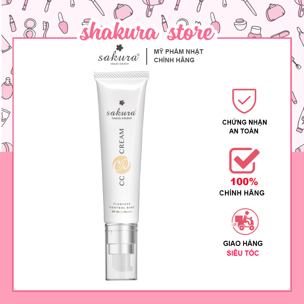 [MỸ PHẨM SAKURA CHÍNH HÃNG]KEMTRANG ĐIỂM CHỐNG NẮNG SAKURA CC CREAM FLAWLESS CONTROL BASE - KEM NỀN 