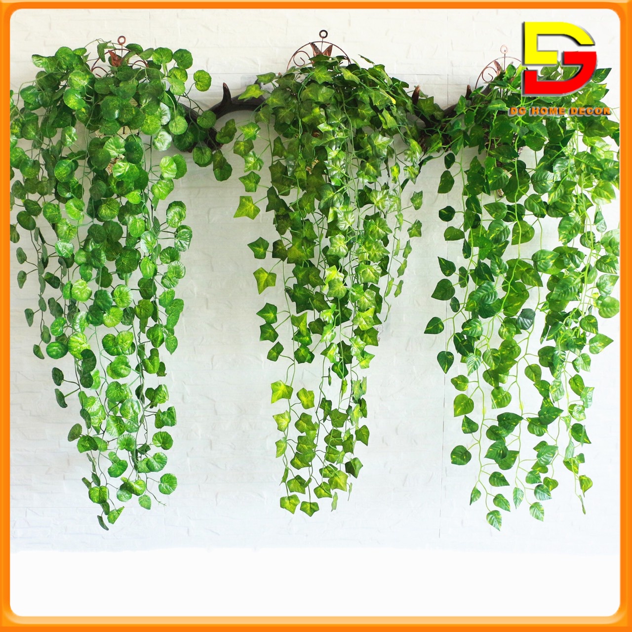 Giỏ Dây Leo Thường Xuân Treo Tường Trang Trí Tường Nhà Ban Công Sự Kiện - 1 Giỏ Kèm Chùm Lá Cắm Sẵn 
