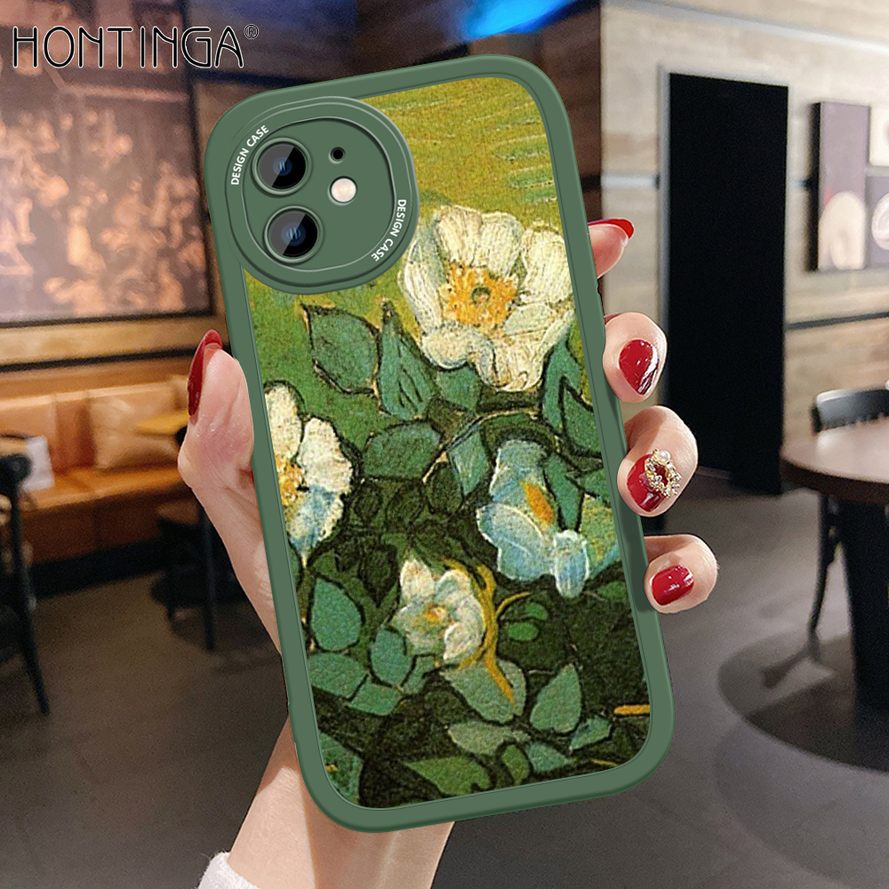 Hontinga Ốp Lưng Cho iPhone 11 Pro Max 12 Mini 12 Pro Max Ốp Lưng Điện Thoại Silicone Mềm Da Sơn Dầu