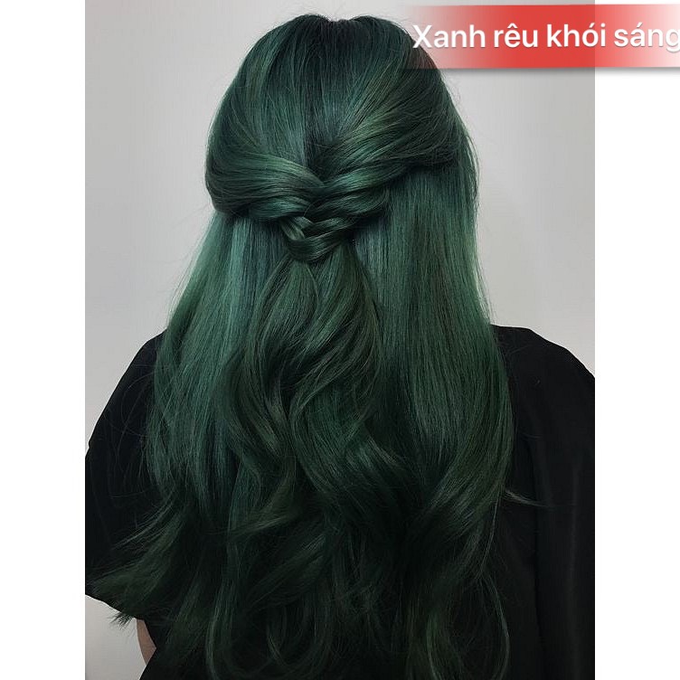 Thuốc nhuộm tóc màu Xanh rêu khói sáng + Tặng trợ nhuộm gang tay