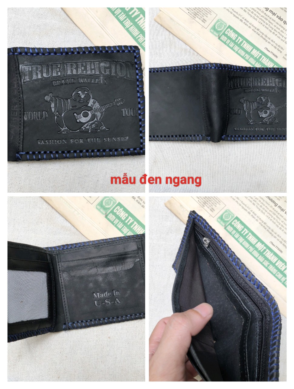 Bóp da bò hình ông địa mẫu ngang đứng thần tài rõ cửa sang chảnh bền