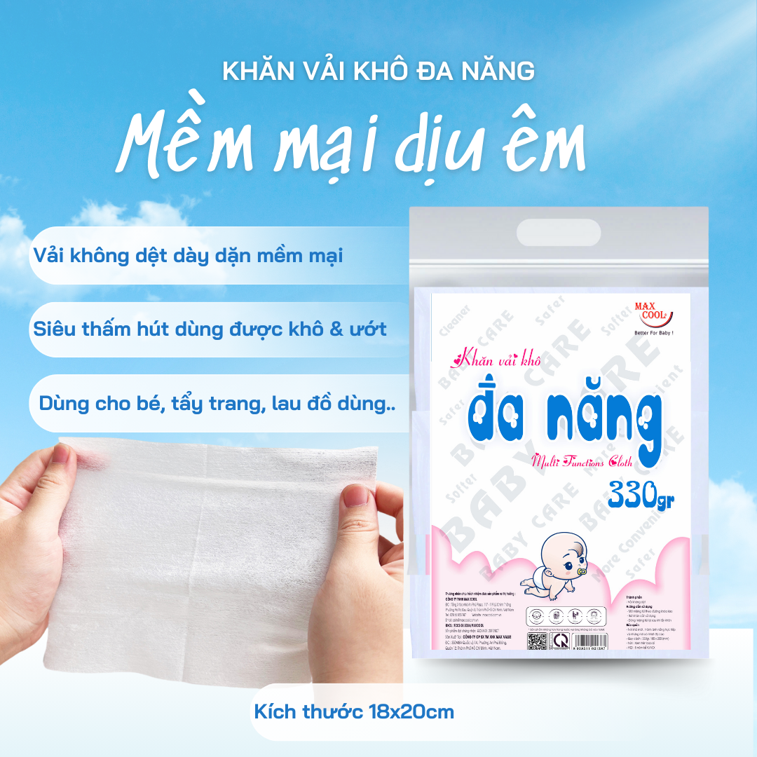 Khăn khô đa năng Yuniku 270 TỜ - Dùng thay khăn sữa thay tả vệ sinh cho bé tẩy trang....