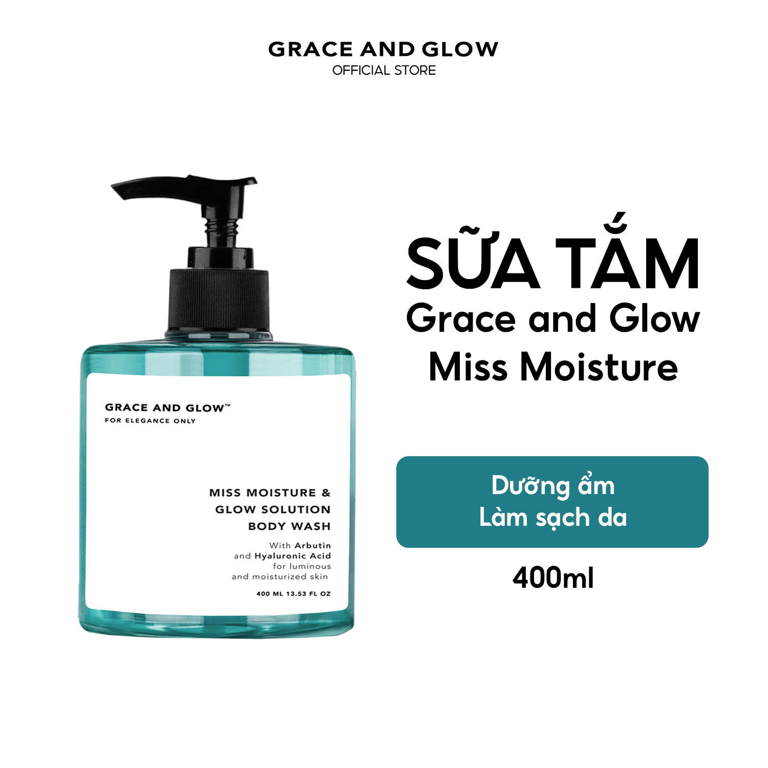 Sữa tắm dưỡng ẩm trắng da Grace And Glow Miss Moisture and Glow Solution Body Wash 400ML