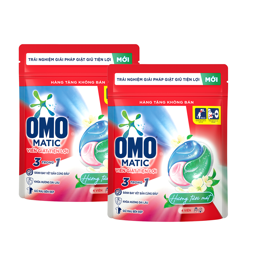 [Hàng tặng không bán - HC Gift] -  Combo 2 Túi viên giặt tiện lợi OMO 3 trong 1 Hương Tươi mát 42g (