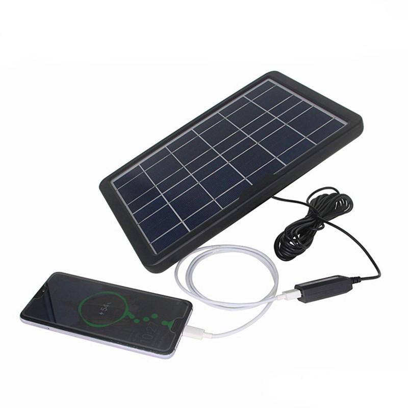[HCM]Tấm sạc pin điện thoại năng lượng mặt trời 6V 6W - 6V 10W dây dẫn USB dài 3 mét có bộ ổn định điện áp