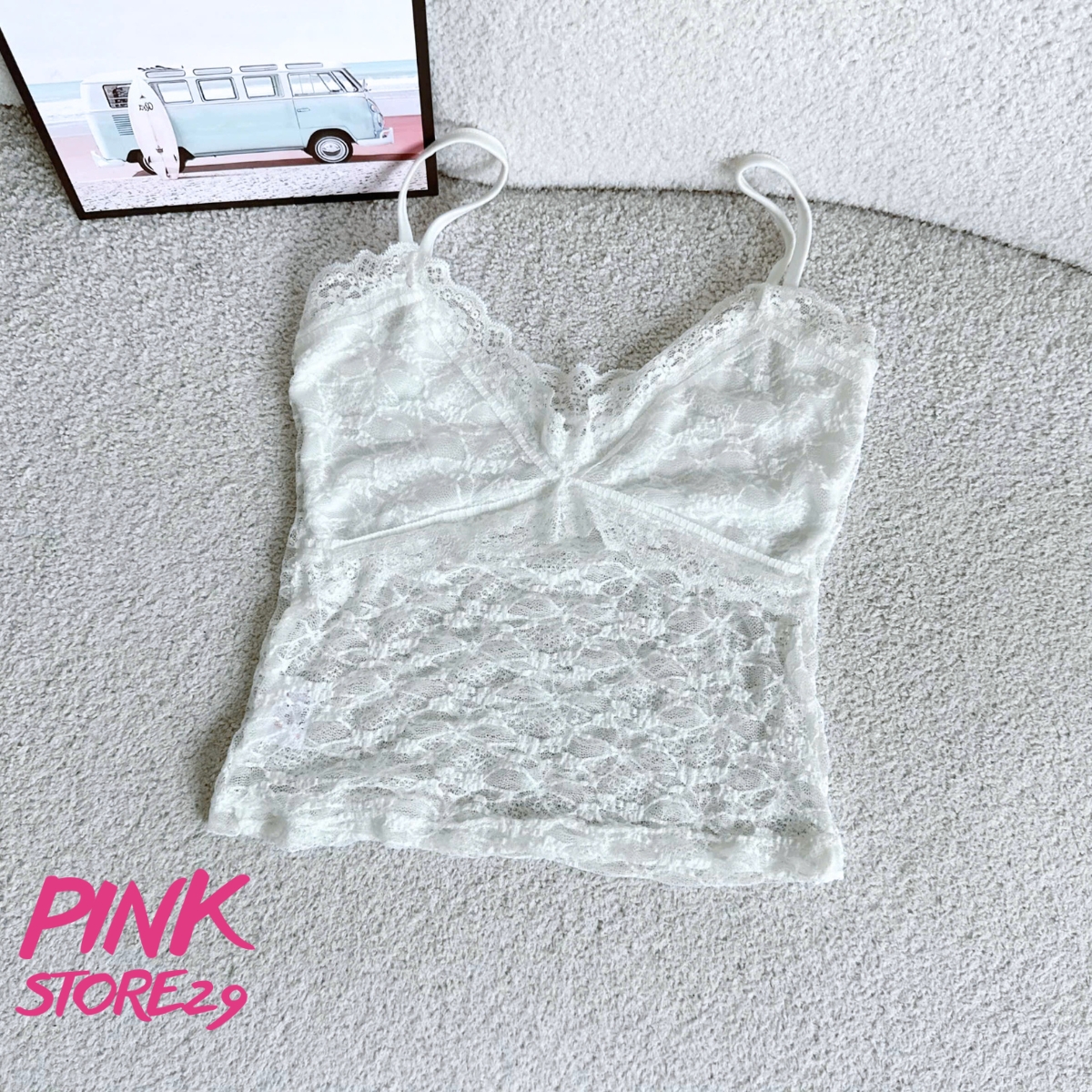 Áo 2 Dây Ren Cúp Ngực PINKSTORE29 Kiểu Xuyên Thấu Gợi Cảm A51285