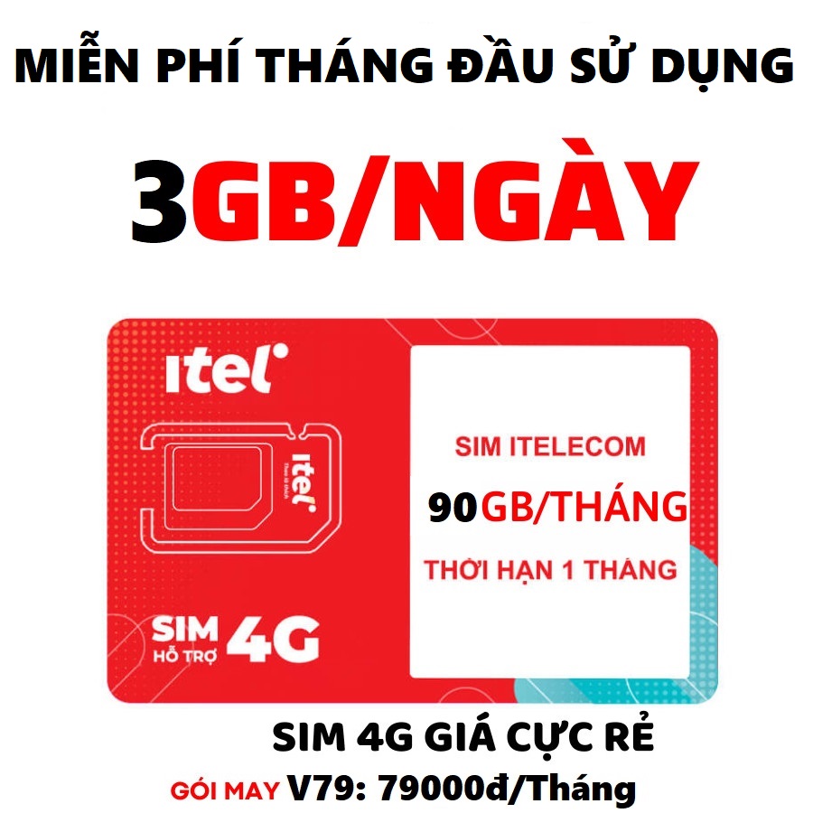 ( 3GB/ 1 NGÀY ) Sim 4G ITelecom May V79 - 90Gb/tháng tốc độ cao dùng mạng - Phí chỉ 79k/tháng . FREESHIP - CHƯA KÍCH HOẠT.