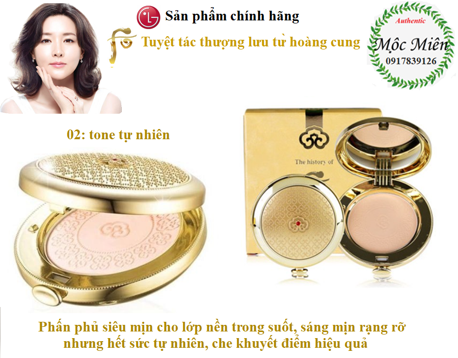 [Hcm]Phấn Phủ Siêu Mịn Kiềm Dầu Che Khuyết Điểm Whoo Two Way Pact Tone: 02 Tự Nhiên