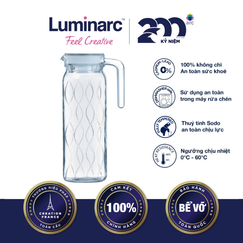 Bình Thuỷ Tinh LUMINARC DONA EMBOSSMENT WAVE 1L - LUDOQ0433