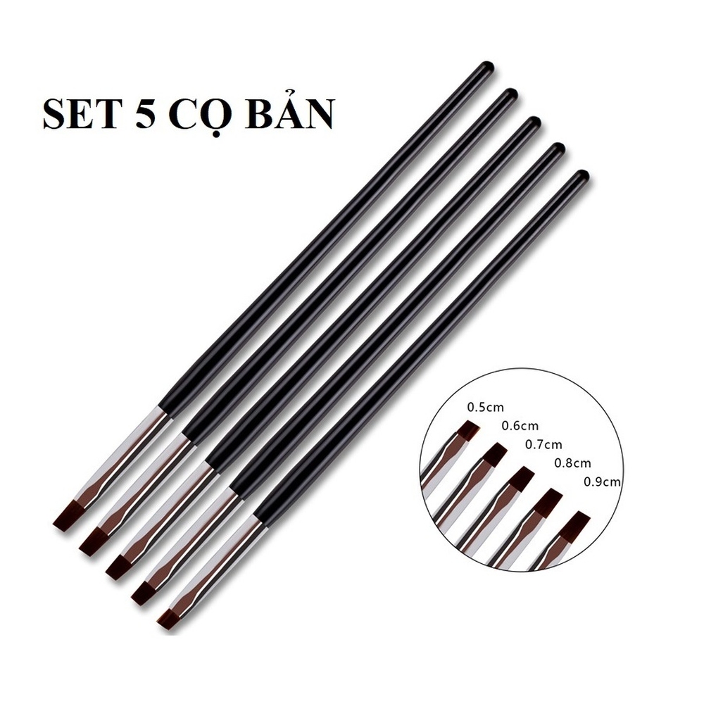 Set 5 Cọ Bản Vẽ Móng Cán Đen