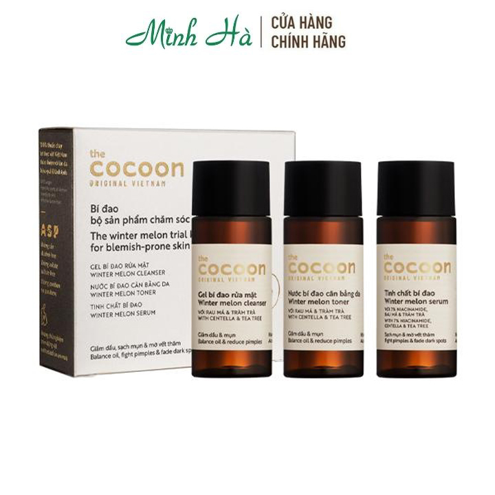 Bộ Sản Phẩm Cocoon Chiết Xuất Bí Đao Cho Da Mụn 3 Món