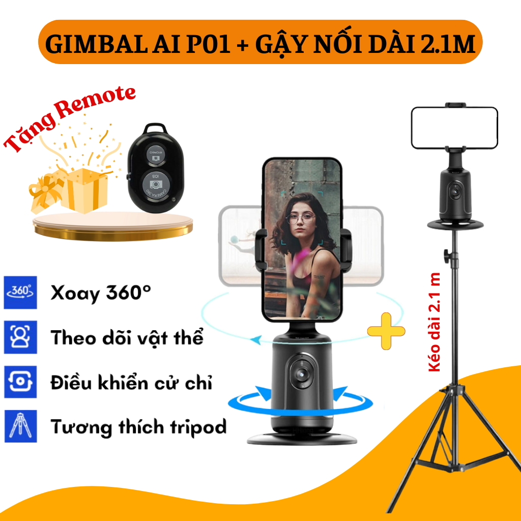 Gậy quay video P01 Gimbal điện thoại xoay 360 độ thiết bị quay vlog livestream quay tik tok xoay 360