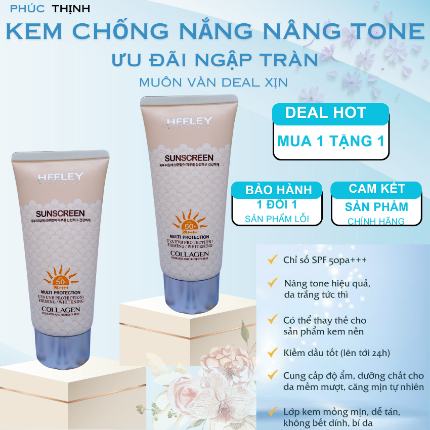 Mua 1 Tặng 1 Kem Chống Nắng Hàn Quốc Heeley. Nâng Tone trắng sáng tự nhiên