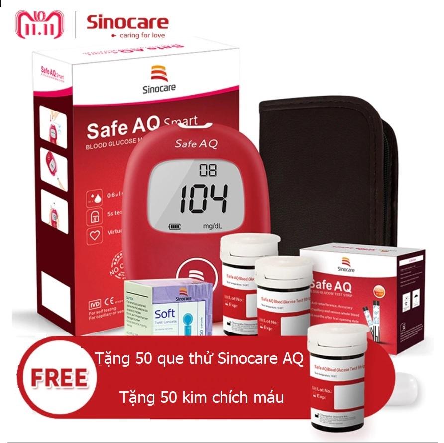 Máy đo đường huyết Sinocare Safe AQ tặng 1 hộp 50 que thử đường huyết và hộp 50 kim chích máu