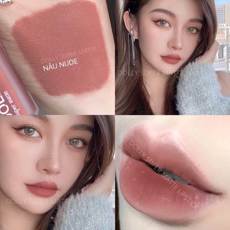 12.Nâu Nude.son Cao Cấp Dolly Super Matte Hot Trend 2021 Màu Nâu Nude