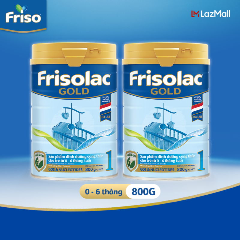 Combo 2 Lon Sữa Bột Frisolac Gold 1 800G (cho trẻ từ 0-6 tháng tuổi)