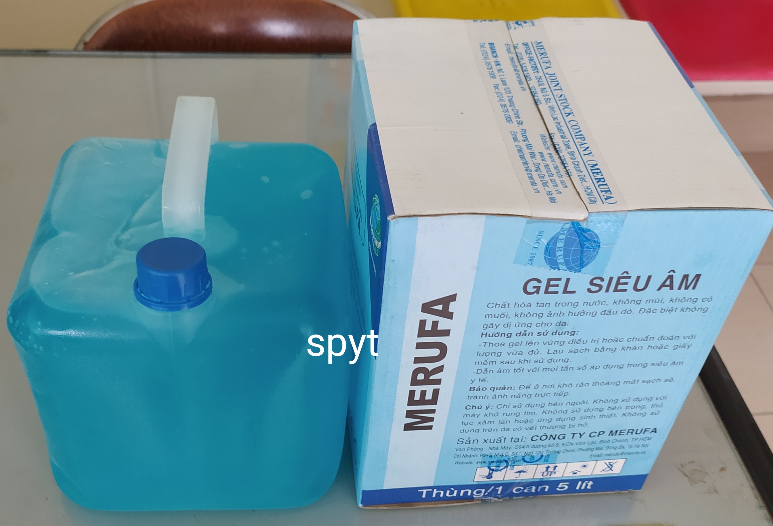 [HCM]Gel siêu âm y tế Merufa ( can 5lit màu xanh - màu trắng - tặng bình nhỏ đựng gel)