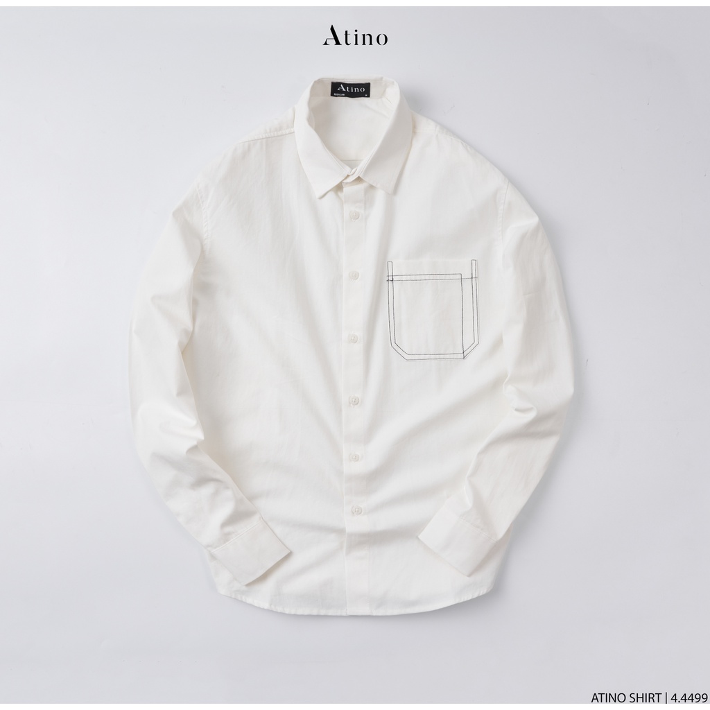 Áo Sơ Mi Dài Tay Nam Trơn Túi ATINO Vải Cotton mềm mịn thoáng mát Form Regular SM4.4499