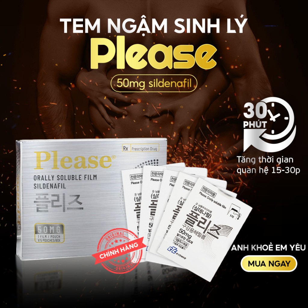 Tem ngậm dưới lưỡi Hàn Quốc PLEASE 100mg tan ngay (hộp 5 tem)