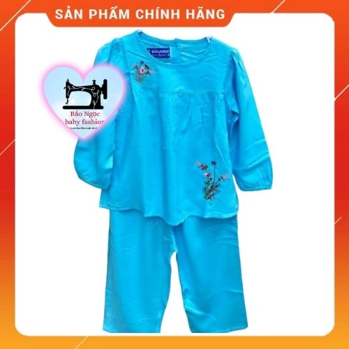 Bộ quần áo dài tay bé gái Bảo Ngọc từ 7 đến 23 kg mặc ngủ vải tole lanh Việt Thắng