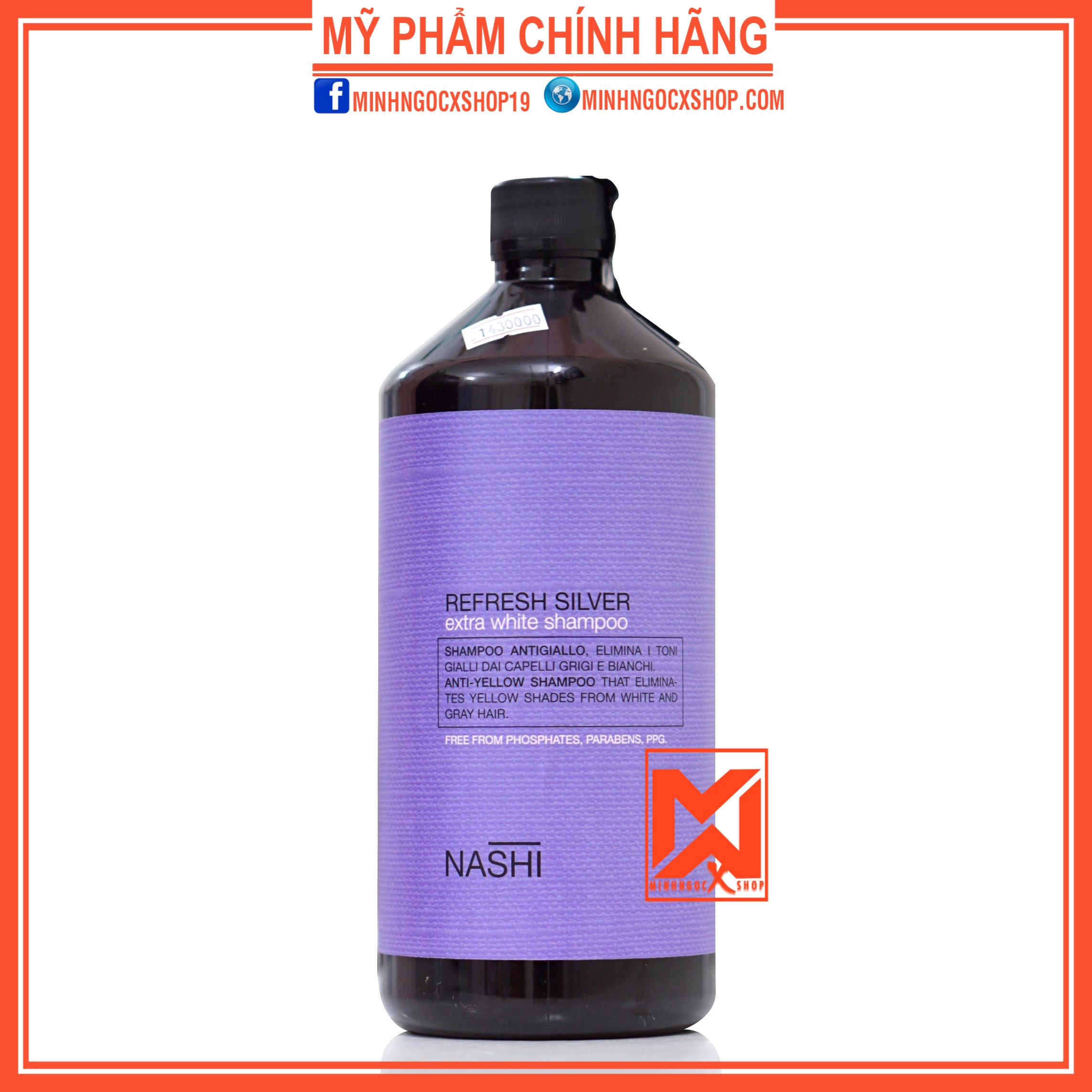 Dầu Gội Tím Khử Ánh Vàng Nashi Refresh Silver 1000Ml Chính Hãng