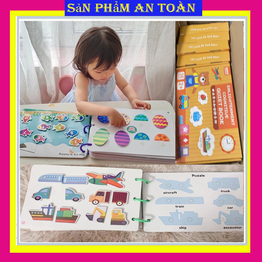 Học liệu bóc dán Montessory cho bé học liệu busy book bóc dán thông minh 17 chủ đề Sách bóc dán tiến