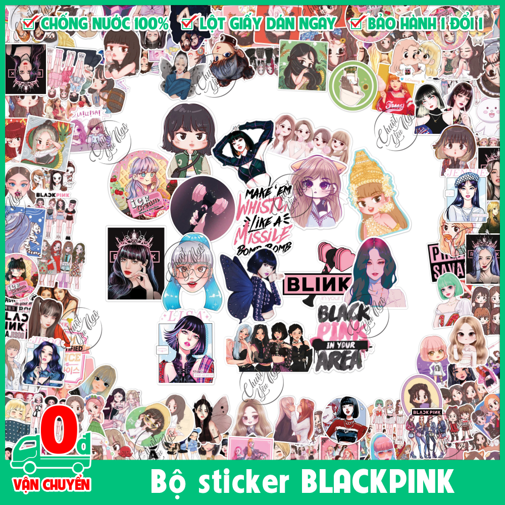 Combo 25/50/100/150 sticker decal hình dán chống nước Blackpink nhóm nhạc hàn quốc trang trí xe laptop điện thoại