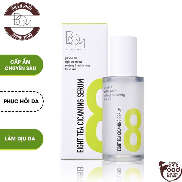 Tinh Chất Cấp Ẩm Phục Hồi Da Chuyên Sâu Chiết Xuất Rau Má Và Trà B.o.m Eight Tea Cicaming Serum 38Ml