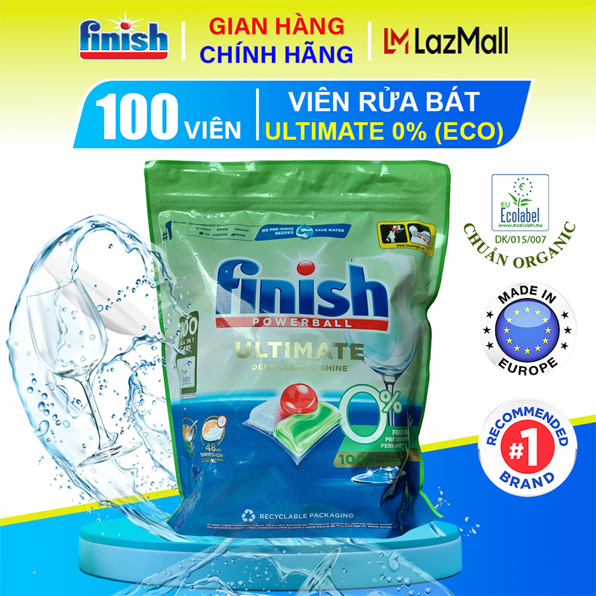 Viên rửa bát cao cấp Finish Powerball Ultimate Plus All In 1 - Túi 100 85 70 66 viên rửa chén Finish