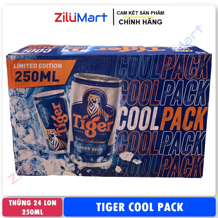 Bia Tiger Cool Pack (thùng 24 lon) loại 250ml