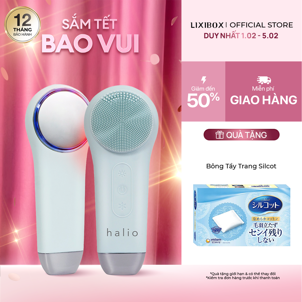 [VC 12% CHÀO TẾT] Máy Rửa Mặt Massage Tích Hợp Liệu Pháp Ánh Sáng Và Nhiệt Halio Multi-Task Cleansin